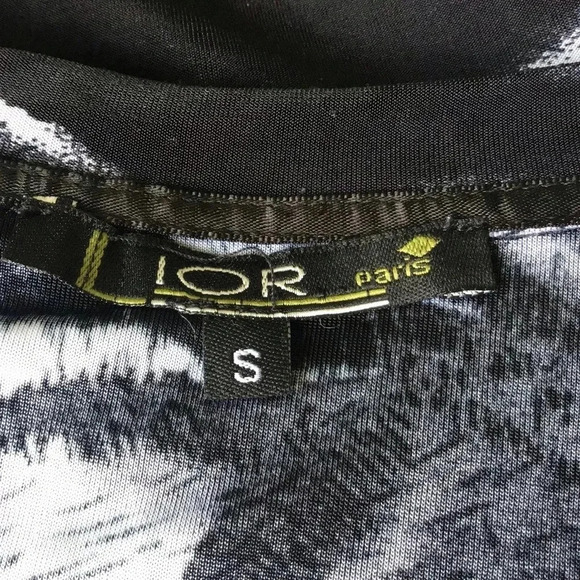 Lior Paris Allison tunic black white animal print 3/4 sleeve handkerchief S - Picture 4 of 9